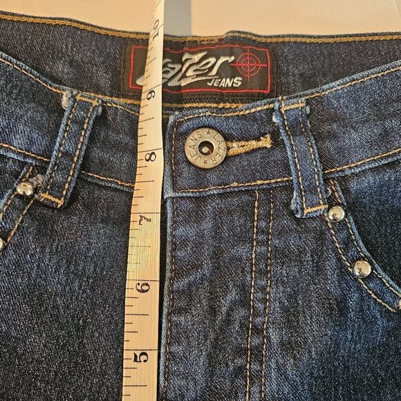 Lazer Flare High Rise Silver Stud Embellished Straight Leg Jeans Size 3 - Picture 8 of 12